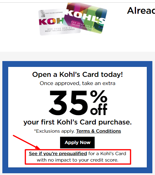 pre-qualified for a Kohl's Card